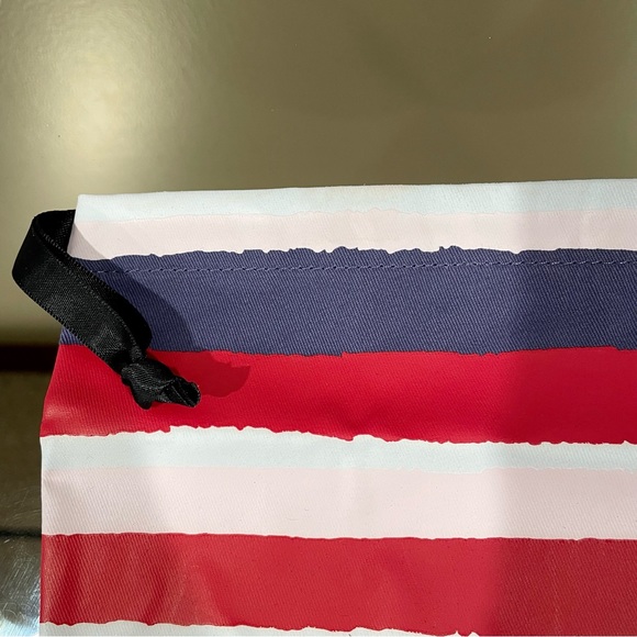 DIOR Drawstring Striped Summer Travel Pouch Bag Medium Size NEW - Picture 7 of 10